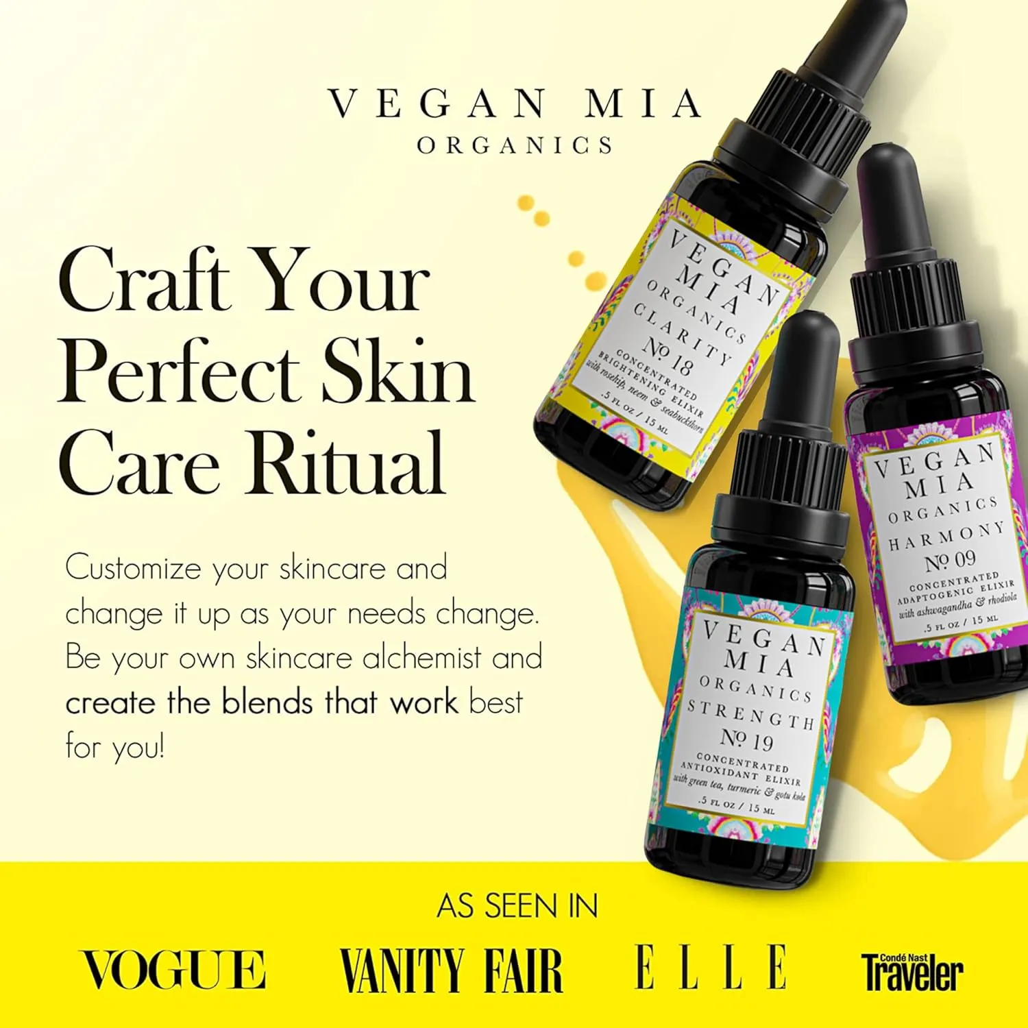 - 0.5 fl oz Variety Pack of 3 USDA Organic Concentrated Elixirs Discovery Kit Skincare Face Oil: Clarity Brightening & sculpture ceramic comprise Balancing, Strength Antioxidant & Superfood, & Harmony Adaptogen 