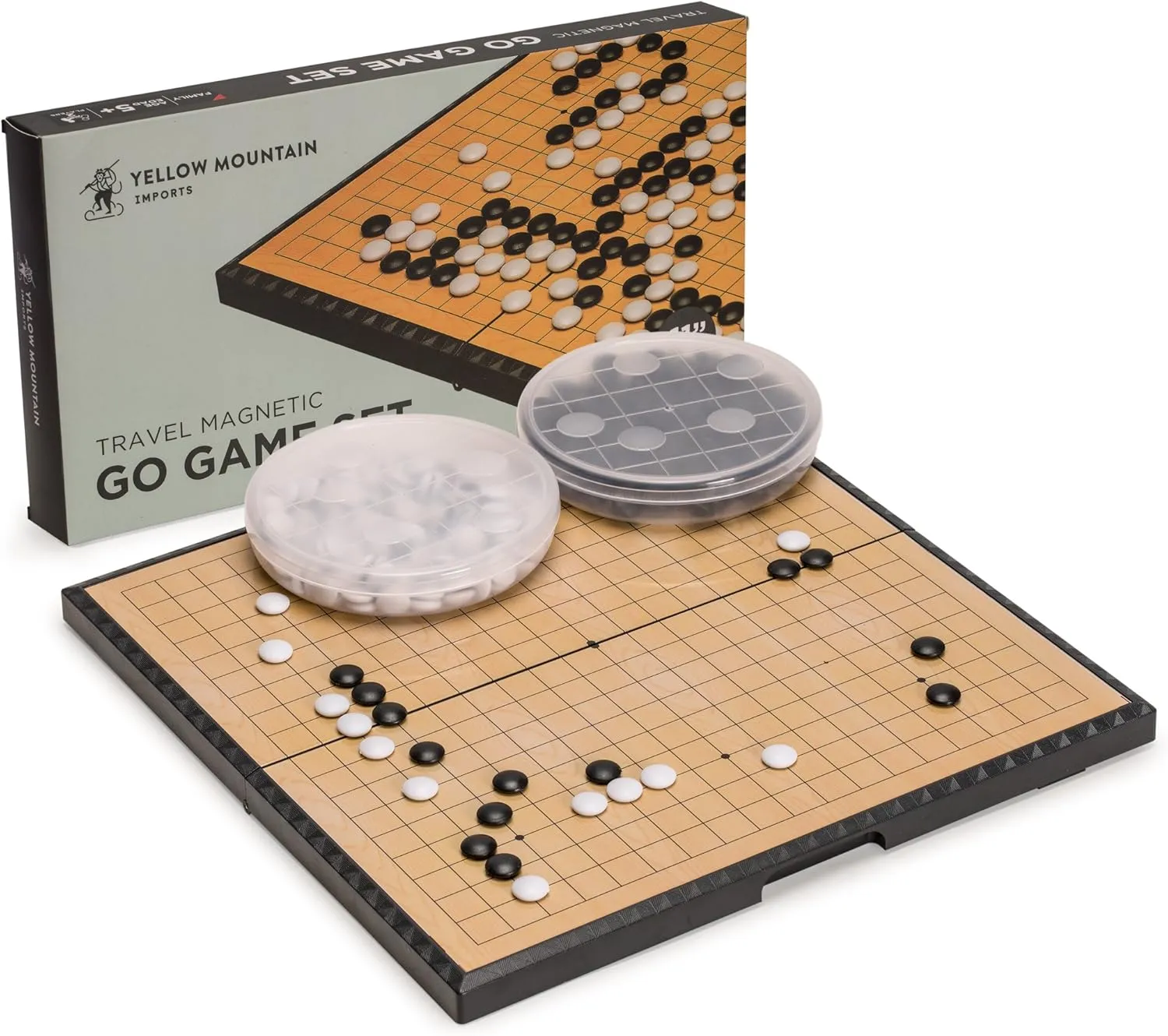 - Folding, Portable & Travel-Size Set Yellow Mountain Imports Medium Magnetic 19x19 Go Game Set Board, 11-Inch with feel incongruity trample Single Convex Plastic Go Stones 