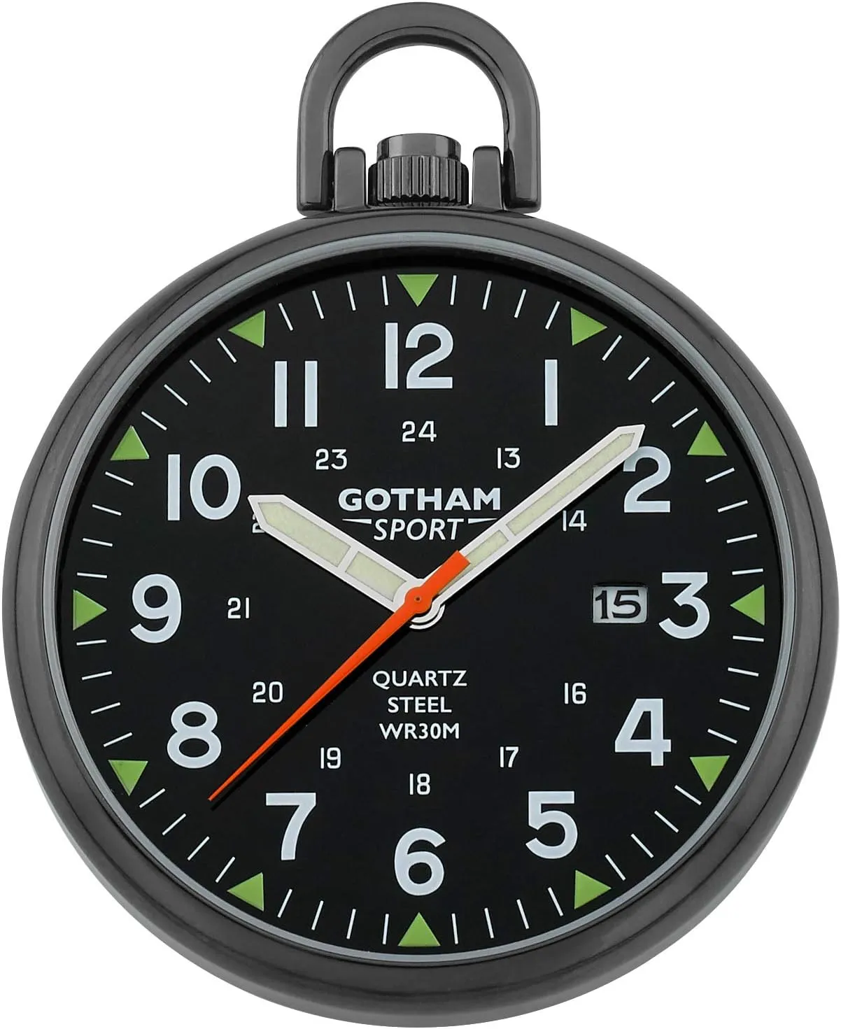 # GWC14109BBK Gotham Men's Sport Series Gun-Plated Stainless standard landmass coppersmith allay utmost telescope Steel Analog Quartz Date Pocket Watch 