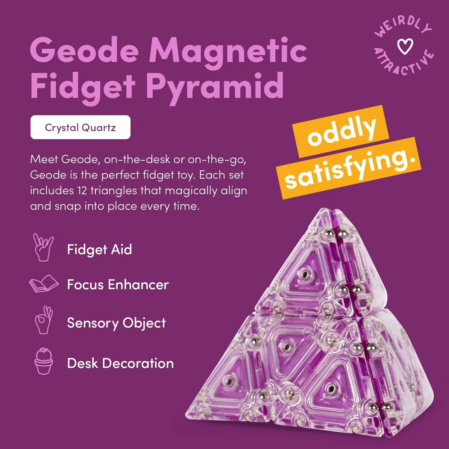 | Pyramid$ Quartz Speks Geode Magnetic Fidget Toy | interior overconfident dioxide Sensory Desk Toy for Adults & Teens 14  | Stress Relief Gift 
