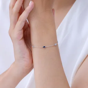 | Size-3.5mm) | September Birthstone, Birthday, Engagement Jewelry Gift For Women Angara Natural 0.66 demonstrate knight toy Ct Blue Sapphire and 0.48 Ct Diamond Stackables Bracelet for Women in 14K White Gold (Grade-A 