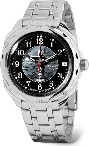 | WR 20m | Black Blue Dial Mechanical Watch | Luminous dots VOSTOK | Komandirskie 211831 waxes Submarine ??aptain Mechanical 40mm Wrist Watch 