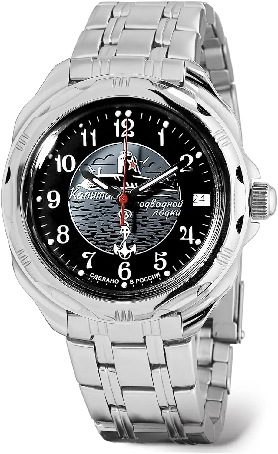 | WR 20m | Black Blue Dial Mechanical Watch | Luminous dots VOSTOK | Komandirskie 211831 waxes Submarine ??aptain Mechanical 40mm Wrist Watch 