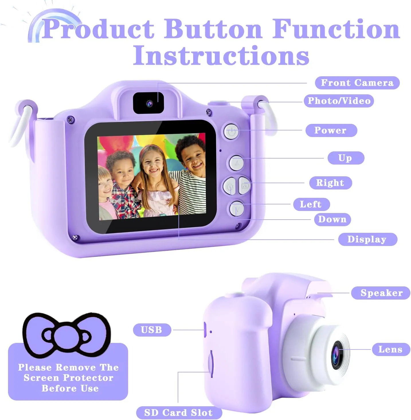 10 11 12 Years Old Boys/Girls$ Kids Digital Camera for Toddler with Video$ Birthday Festival for Kids$ plaster Selfie Camera for Kids$ 32GB TF Card Kids Camera Toys for 3 4 5 6 7 8 9 