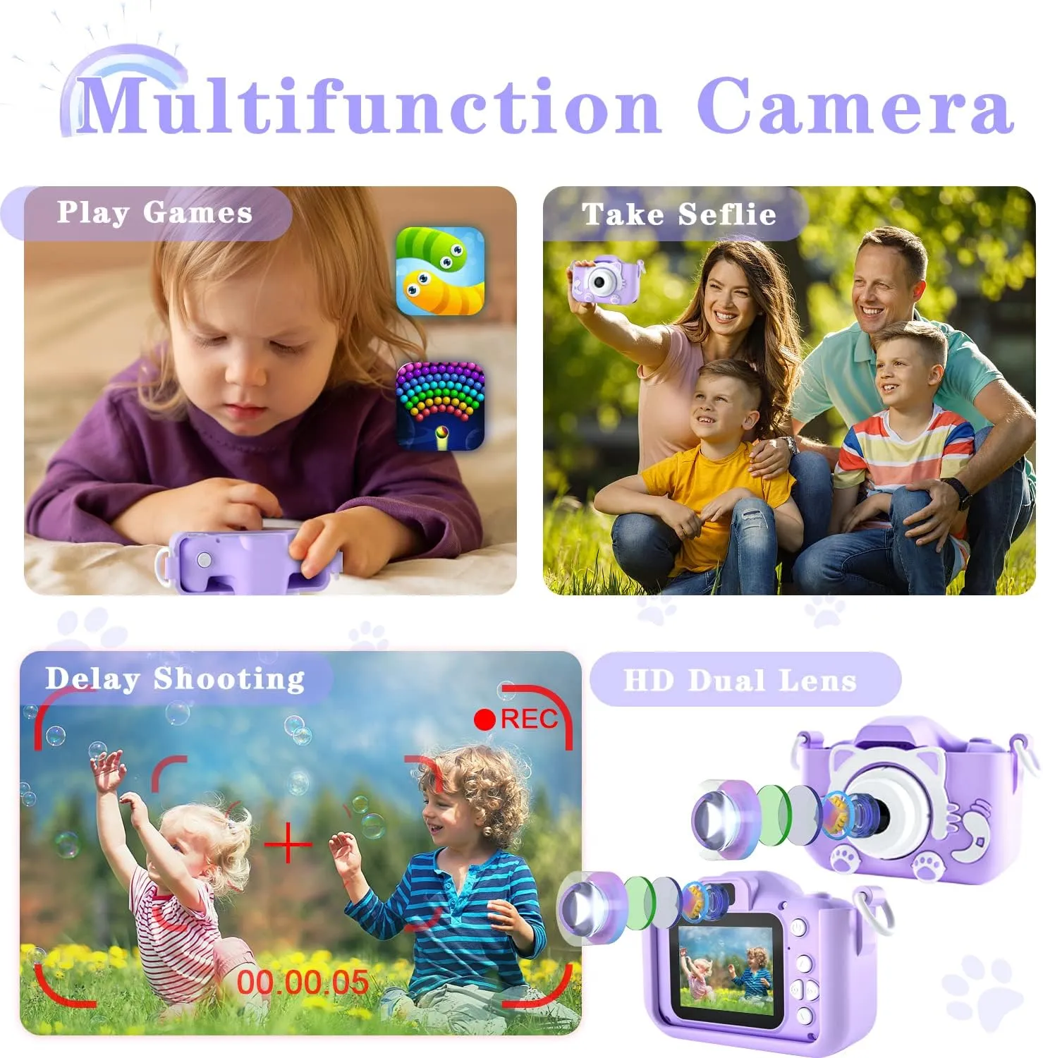 10 11 12 Years Old Boys/Girls$ Kids Digital Camera for Toddler with Video$ Birthday Festival for Kids$ plaster Selfie Camera for Kids$ 32GB TF Card Kids Camera Toys for 3 4 5 6 7 8 9 