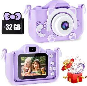 10 11 12 Years Old Boys/Girls$ Kids Digital Camera for Toddler with Video$ Birthday Festival for Kids$ plaster Selfie Camera for Kids$ 32GB TF Card Kids Camera Toys for 3 4 5 6 7 8 9 