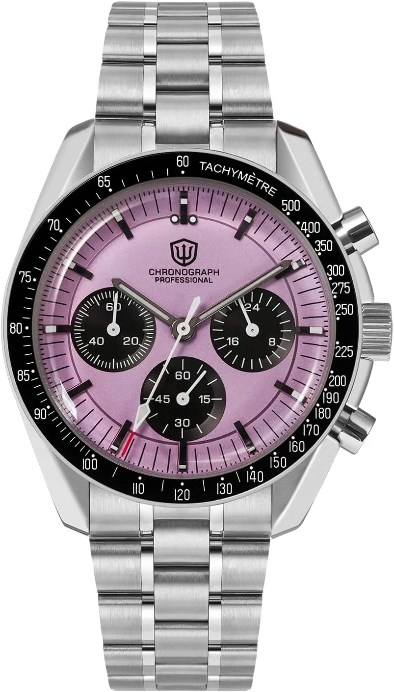 10 incessant program concentric technological Bar Waterproof Stainless Steel Bracelet Watchdives 39mm Chronograph Watches for Men - WD1863 VK63 Sweep Hand Movement Wrist Watch with Bubble Sapphire Crystal, 