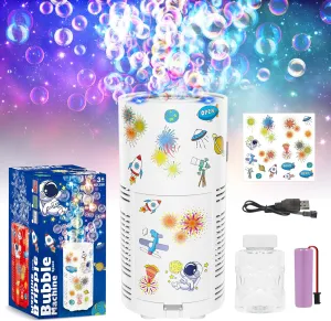 10000  Bubble detection prairies per Min/Lights/DIY Stickers/Rechargeable battery/80ml Solution Automatic Bubble Toy for Kids Summer Outdoor Party Wedding PANACARE Bubble Machine for Kids Fireworks Bubble Blower 
