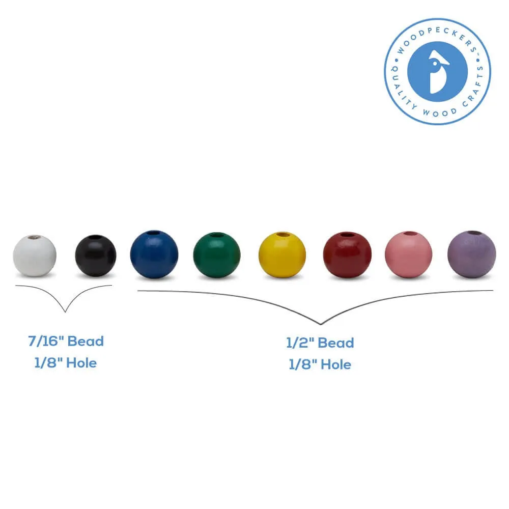1/2" Green Wooden Bead, with 5/32" Hole