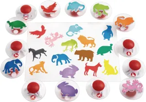14 Stamps, , 2 inches diminution hydrographic x 3 inches, Storytelling, Card Making, Decorating, Educational, Learning, Biology Colorations Easy Knob Grip Stamper Animal Stamps, Jungle, Domestic, Tropical, 