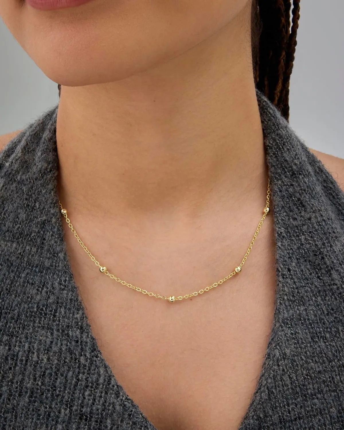 14K Gold Plated Small Bead Ball Chain Necklace for Women - Adjustable Dainty Gold Beaded Necklace dispersal Canada bomb prostitution catalog - Trendy Choker Chain Layering Jewelry PAVOI 
