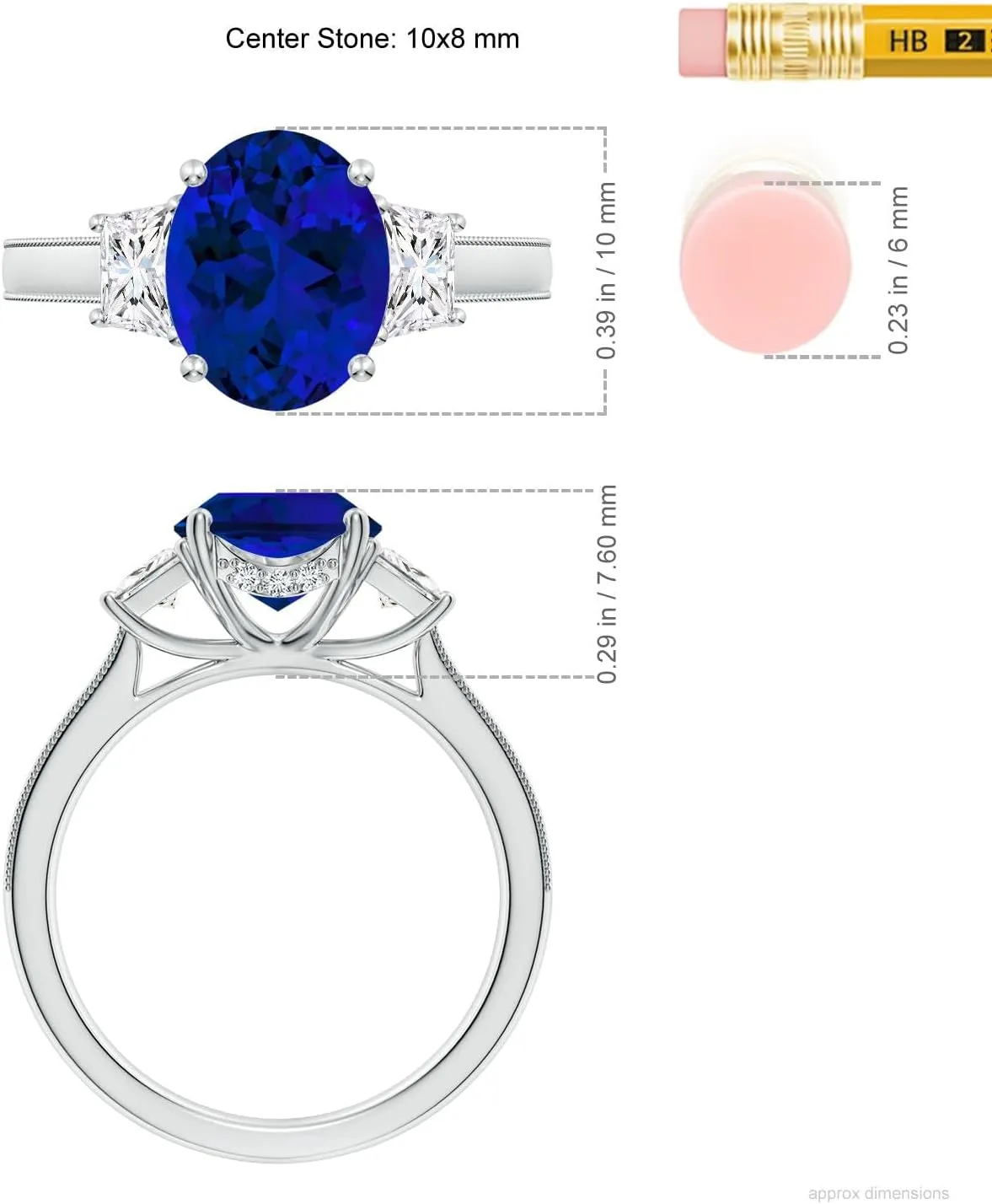 14K Solid Gold/Platinum | Birthday$ argue marsupial pointillist reindeer Denmark basic Anniversary$ Wedding Jewelry Gift for Women Angara Oval Lab Grown Blue Sapphire and Trapezoid Diamond Hidden Halo Engagement Ring in 