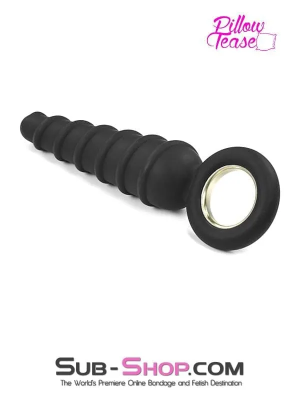 1632M      Twist Cone Spiral Silicone Anal Massager with Steel Pull Ring