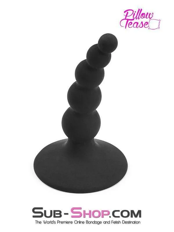 1856M      Graduated Small Beaded Silicone Anal Plug with Suction Cup Base - MEGA Deal