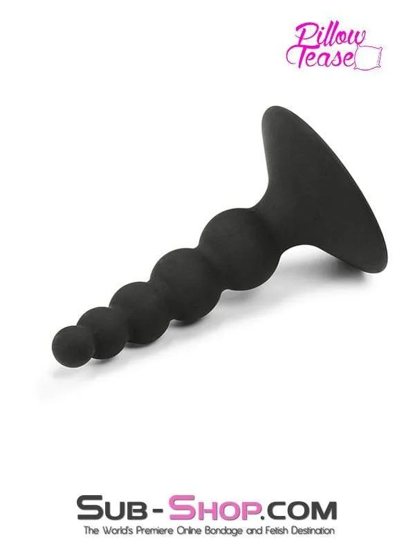 1856M      Graduated Small Beaded Silicone Anal Plug with Suction Cup Base - MEGA Deal