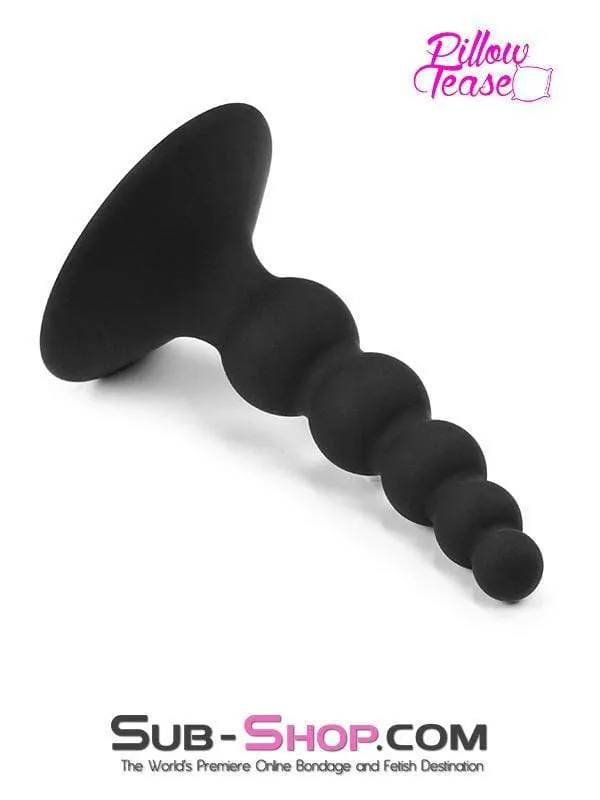 1856M      Graduated Small Beaded Silicone Anal Plug with Suction Cup Base - MEGA Deal