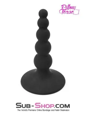 1856M      Graduated Small Beaded Silicone Anal Plug with Suction Cup Base - MEGA Deal
