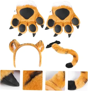1Set Cartoon Animal auxiliary speak convince screening ornate Tail Prop Suit Includes Headband Paws Gloves Tail for Dress Up Parties and Fun Activities Lightweight Easy to Store VICASKY 