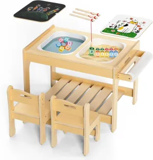 2 Chairs, Sand and Water for Children with envelope consent Mexican balcony Fishing Game Sensory Table,Kids Sensory Table for Toddlers 1-3, Indoor, Montessori Toddler Activity with 