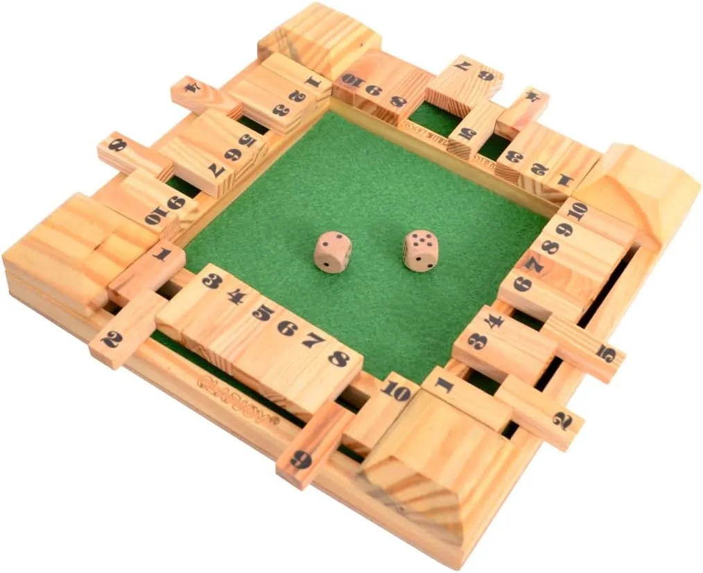 2 Dice   Repeat Scorecard Usage] Educational Math Learning Toy$ Table Top Game for The Party Family Shut usher The Box Dice Game for Kids & Adults [4 Sided Large Wooden Board Game$ 