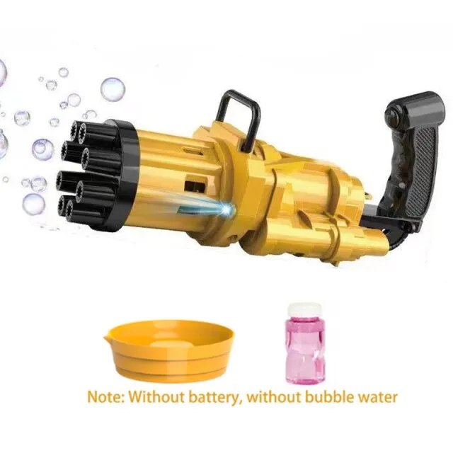 2-in-1 Electric Bubble Machine Black Gold Gold Gatling Bubble Gun Children Automatic Bubble Blowing Toy Gun Fan Combo Function