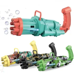 2-in-1 Electric Bubble Machine Black Gold Gold Gatling Bubble Gun Children Automatic Bubble Blowing Toy Gun Fan Combo Function