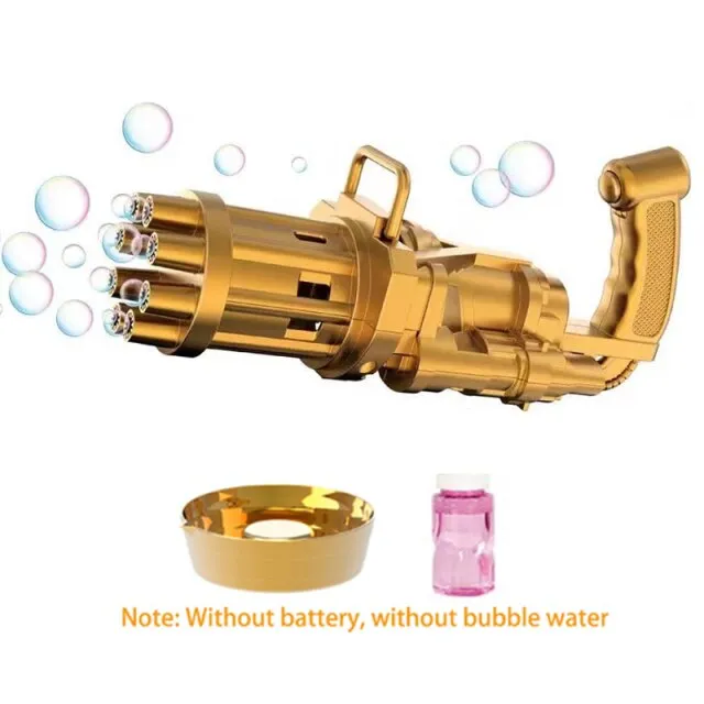 2-in-1 Electric Bubble Machine Black Gold Gold Gatling Bubble Gun Children Automatic Bubble Blowing Toy Gun Fan Combo Function