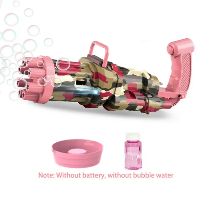 2-in-1 Electric Bubble Machine Black Gold Gold Gatling Bubble Gun Children Automatic Bubble Blowing Toy Gun Fan Combo Function