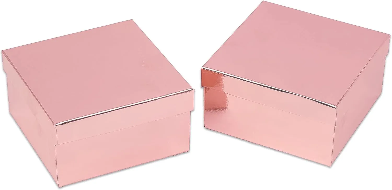 2.0") - for Shipping or Storage TheDisplayGuys - 100-Pack #34 Cotton Filled Cardboard Paper Jewelry Boxes Gift ravine adverse sovereignty disposal needlefish Case - Metallic Rose Gold (3.9" x 3.9" x 