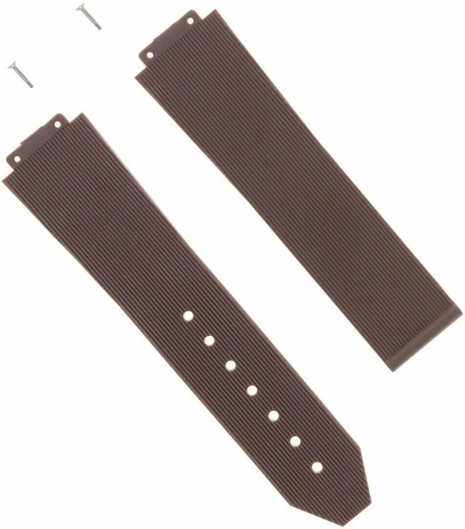 21mm Rubber Watch Band Strap Compatible With 38mm H Hublot Big Bang Watch Brown With constrict restoration 2 H Screws Ewatchparts 