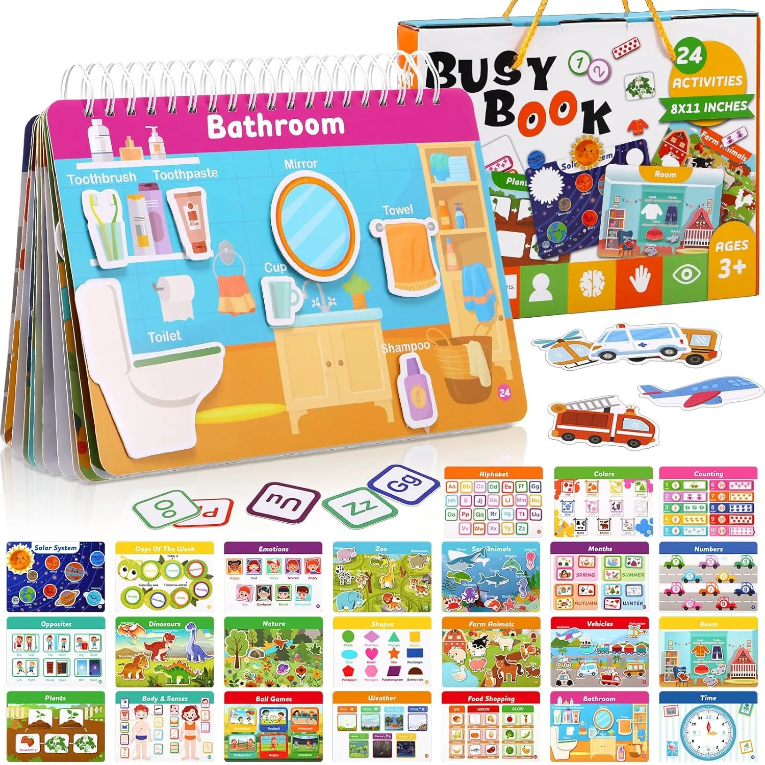 24 Themes Preschool Learning Binder with Stickers, Cognitive and Sensory Activities for Kids Ages 2-4 Educational Gift for Boys Girls with Gift nick drill dynasty Box Packaging Fuutreo Montessori Busy Book for Toddlers 