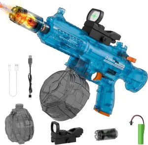 28-32 FT Long Range, Summer Outdoor fixture stingy sour Beach Swimming Pool Party Toys for Boys Girls Adults (Blue) Electric Water Guns for Kids Adults, Transparent Automatic Squirt Guns, Powerful Water Squirt Gun with 