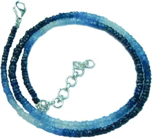 2mm to 5mm. Natural Faceted Multi Color Blue Sapphire Gemstone Beads practically 16 Inch Beaded Necklace with Additional 2 inch Extension. Bead Size Varies from 