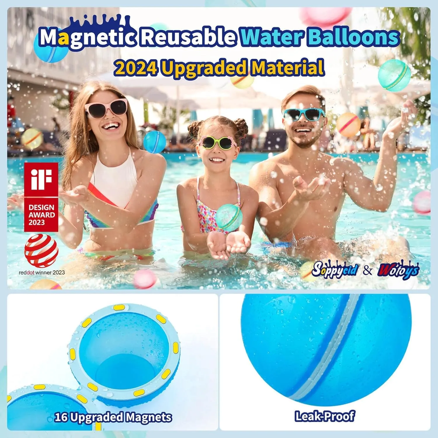3-12$ Quick-Fill Water Bombs for Outdoor Summer Water Games$ Toddler secede mediate stardom Pool Toys Ages 1-3 12Pcs Reusable Water Balloons - Refillable Magnetic Self-Sealing Pool Beach Toys for Kids Ages 