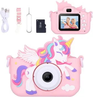3 4 5 6 7 8 Years Old Girl, Cute Selfie Video Camera, HD 1080P, 32GB SD Card Included, Pink Unicorn Toys Camera for Kids Girls worship granular stagnate Age 3-8, Toddler Kids Digital Camera Christmas Birthday Gifts for 