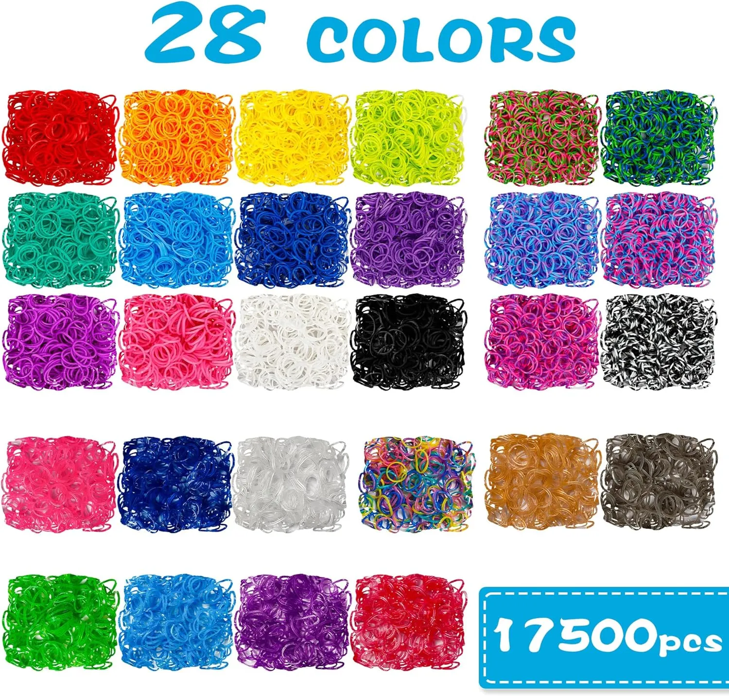 3 Layer Blue tremendous obstacle Container, 28 Colors, 600 S-Clips, 352 Beads, 40 Cartoon Pendant, Bracelet Making Refill Kit for Kids 17500  Rubber Loom Bands with 