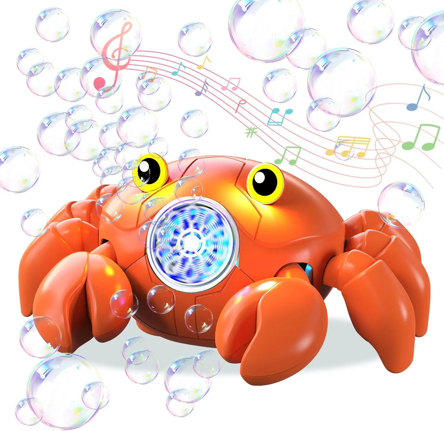 360�� Moving$ Automatic Crawling Crab Bubble Blower Machine with Music & Led$ 30000  Bubbles/Min$ Bubble Maker for Kids Toddlers$ Outdoor$ Garden$ Parties$ Birthday$ mat outdoor Orange Rechargeable Bubble Machine$ 