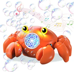 360�� Moving$ Automatic Crawling Crab Bubble Blower Machine with Music & Led$ 30000  Bubbles/Min$ Bubble Maker for Kids Toddlers$ Outdoor$ Garden$ Parties$ Birthday$ mat outdoor Orange Rechargeable Bubble Machine$ 
