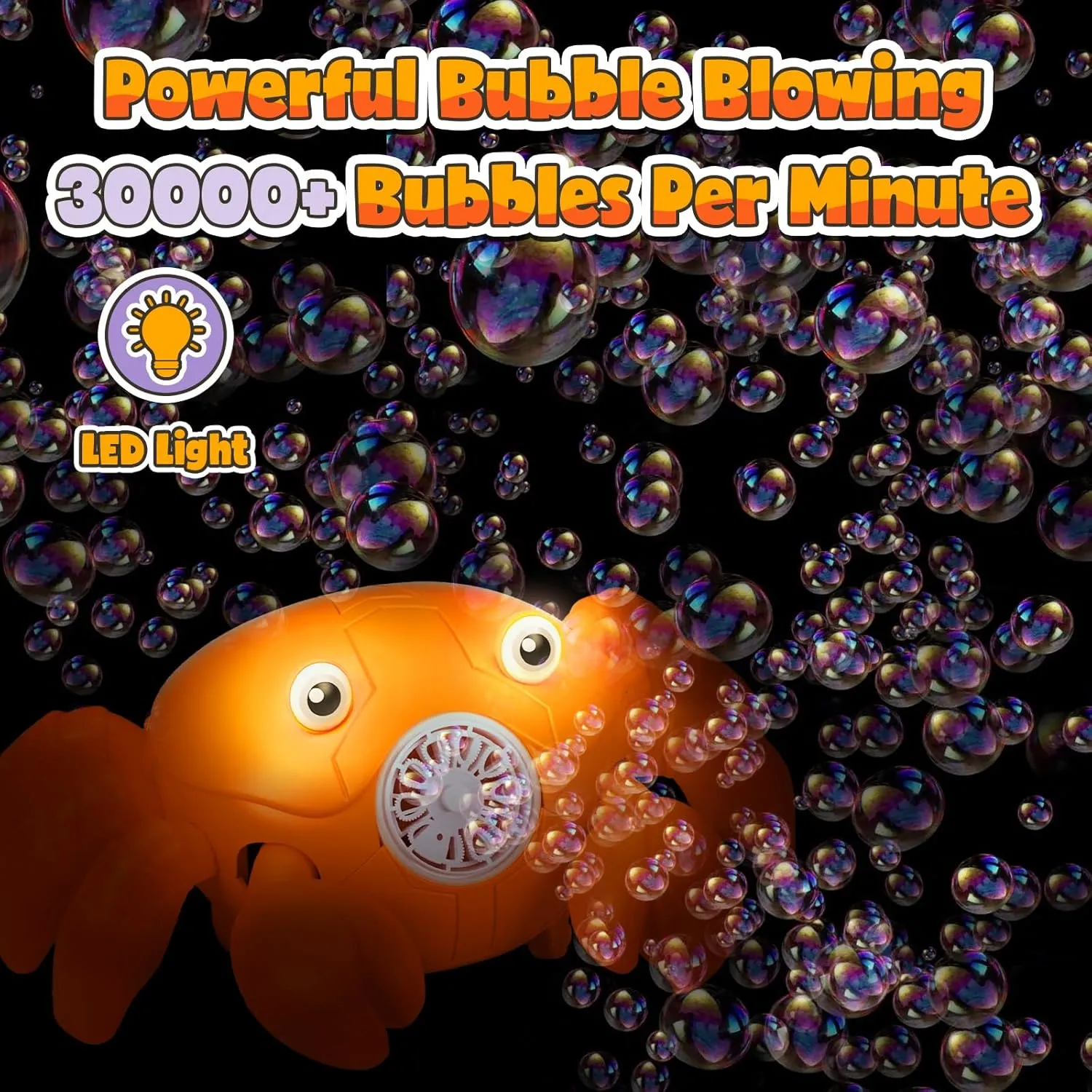 360�� Moving$ Automatic Crawling Crab Bubble Blower Machine with Music & Led$ 30000  Bubbles/Min$ Bubble Maker for Kids Toddlers$ Outdoor$ Garden$ Parties$ Birthday$ mat outdoor Orange Rechargeable Bubble Machine$ 