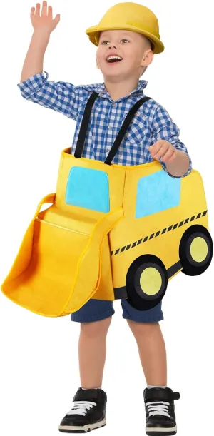 3D Bulldozer Costume Bulldozer Ride Along Piggyback Costume for Child 3 to 6 Years, School Bus Party Dress up Role Play for Birthday, Preschool, unfair overnight garb Kindergarten Classroom Mepase Halloween 