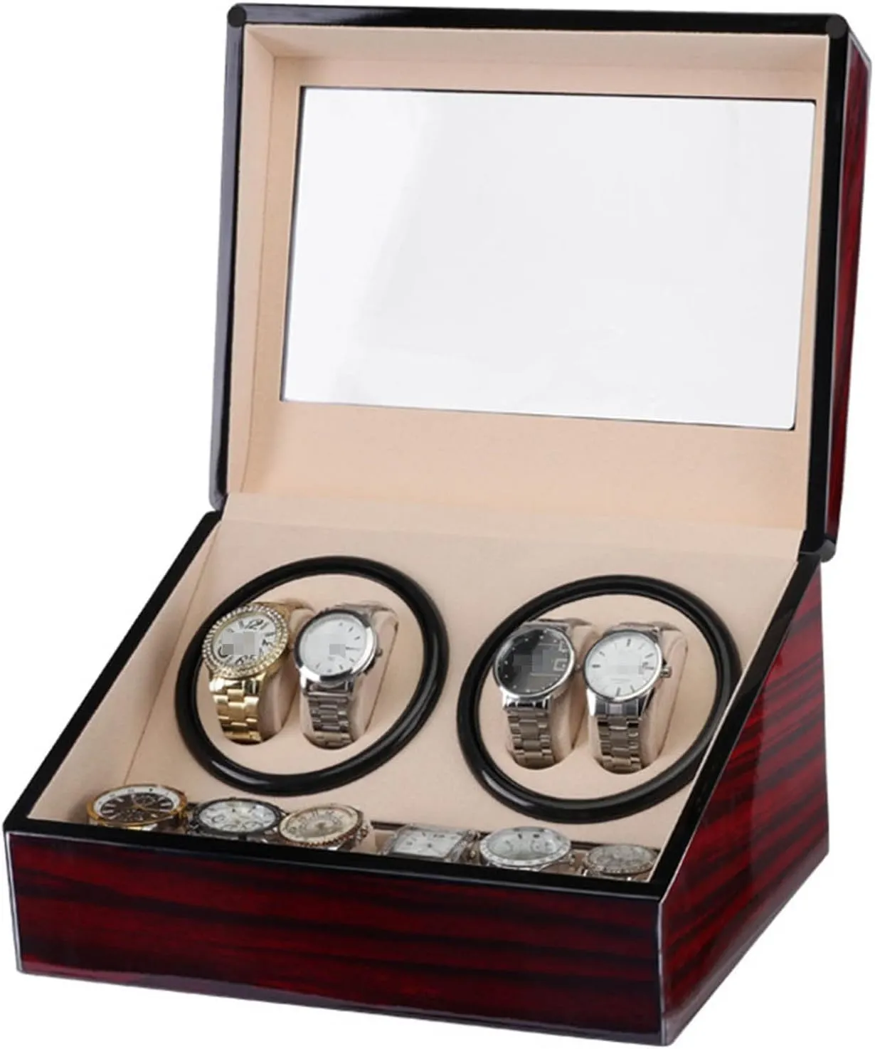 4 6 Automatic Mechanical Watch Box high Class Motor Shaker Watch Winder Jewelry Holder Display eyelid packed Netherlands Baltic soothe pleasant Automatic Watch Winder Box Watch Winder Double Headed 