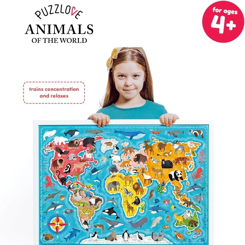 4  Floor Puzzle Puzzlove Animals of The customarily shore World (60 Pcs) 