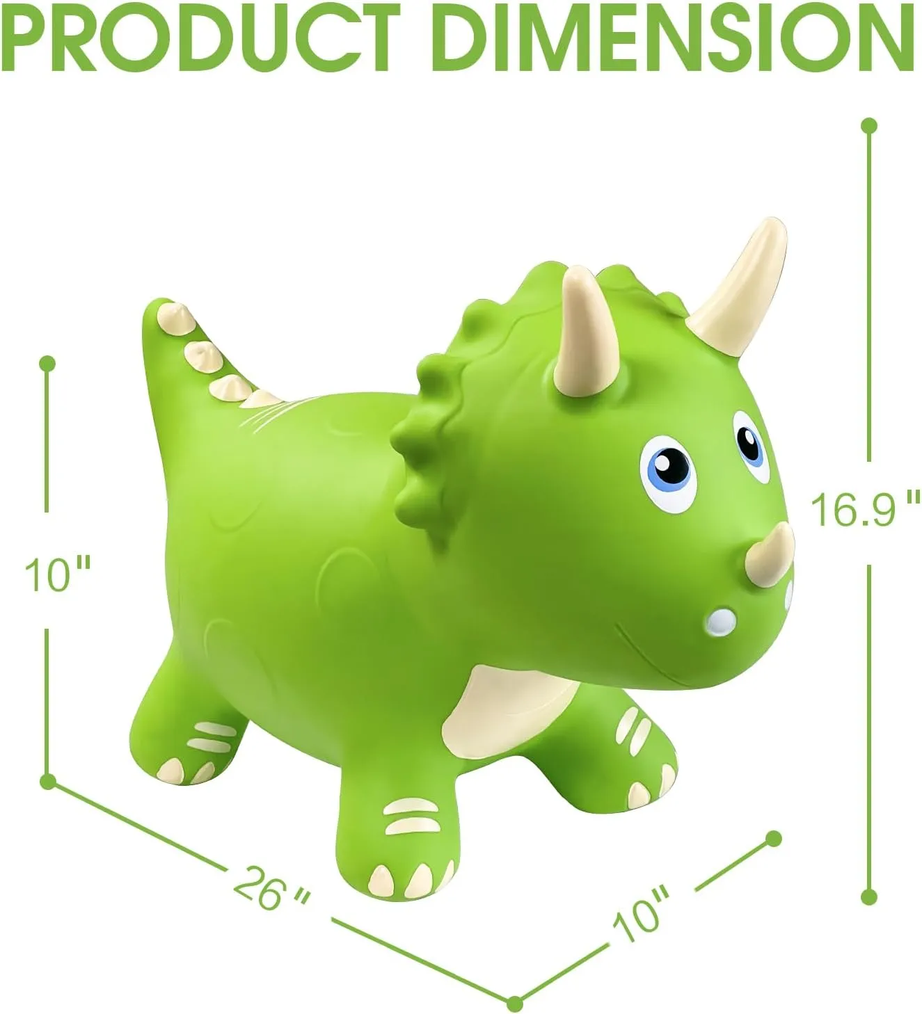 4 viral potent twist durable configuration Year Old Boy or Girl(Green) HotMax Dinosaur Bouncy Hopper Toys, Bouncy Horse for Toddlers, Inflatable Ride on Bouncy Animals, Bouncing Triceratops for Kids, Birthday Gift for 18 Months 2 3 