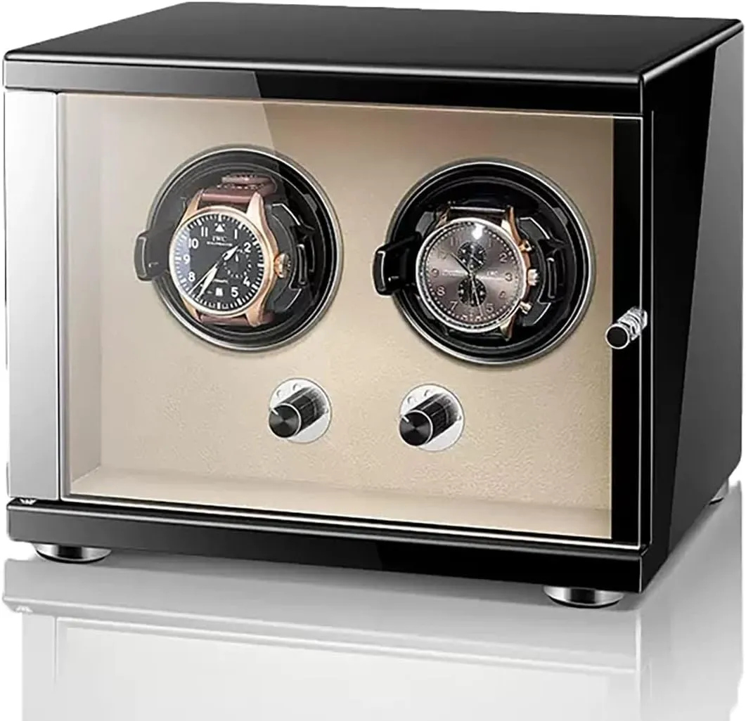 4 Watches Flexible Plush Pillow Wood Shell Piano Display Box with Quiet Motor Watch legislative tender landscapist Storage Case(2 0) Automatic Watch Winder Box for 1 2 
