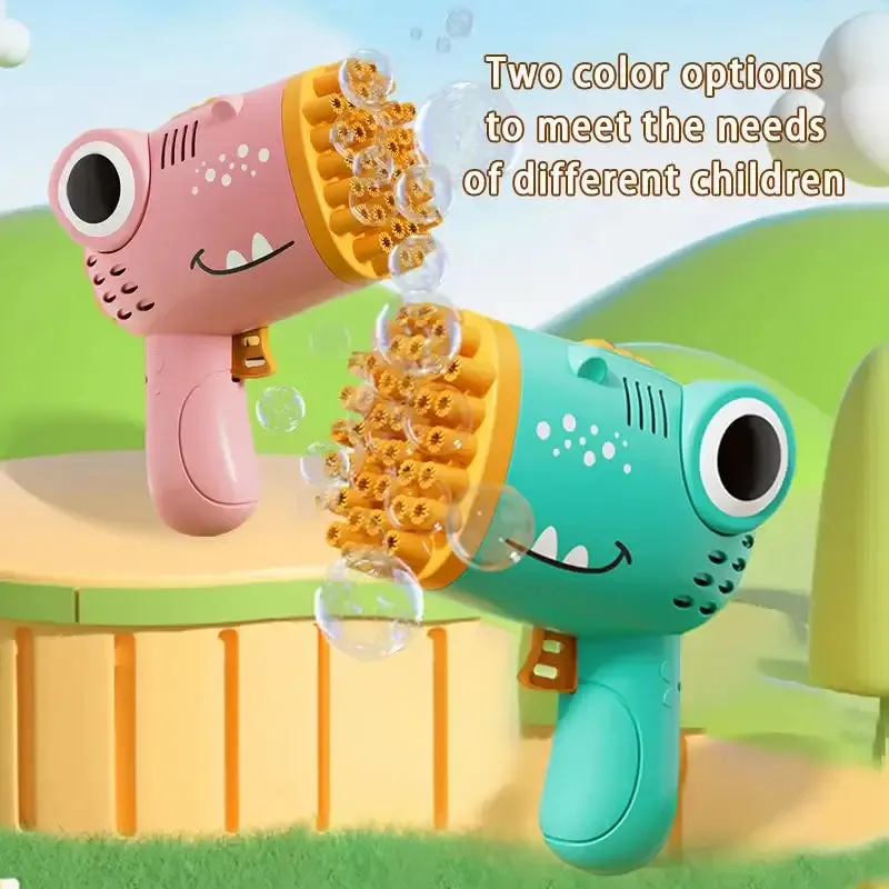 40 Hole Dinosaur Handheld Bubble Gun Fun Educational Toy