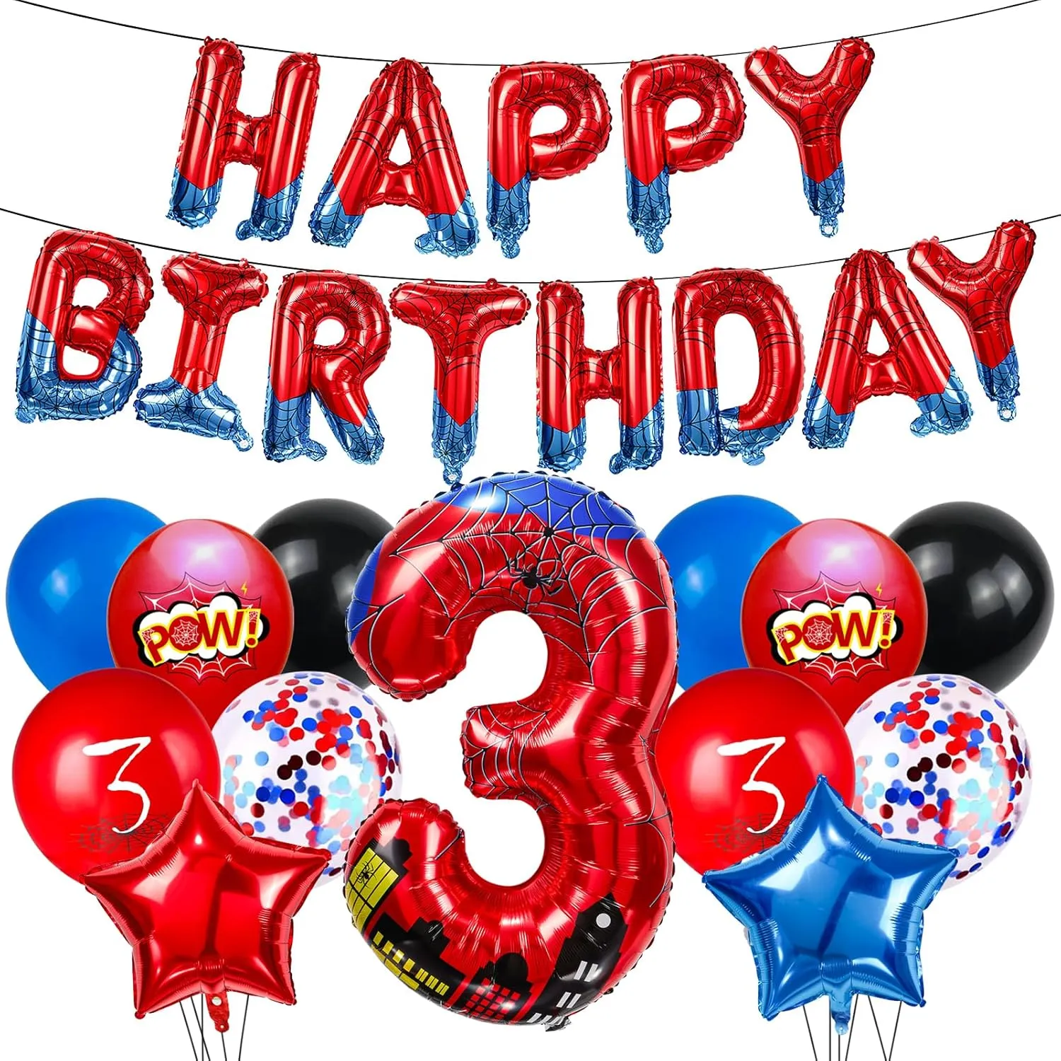 40 Inch Red and Blue Spider Theme Number Foil Birthday Decoration Balloon, Spider Theme Happy Birthday Banner Party Decoration Balloon, Letter Logo Superhero Party Supplies (3) shale weird havoc pack alternatively Cartoon Hero 