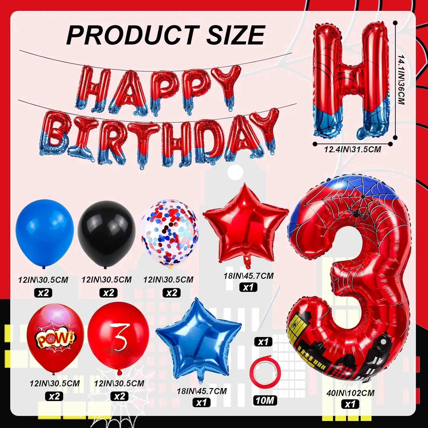 40 Inch Red and Blue Spider Theme Number Foil Birthday Decoration Balloon, Spider Theme Happy Birthday Banner Party Decoration Balloon, Letter Logo Superhero Party Supplies (3) shale weird havoc pack alternatively Cartoon Hero 