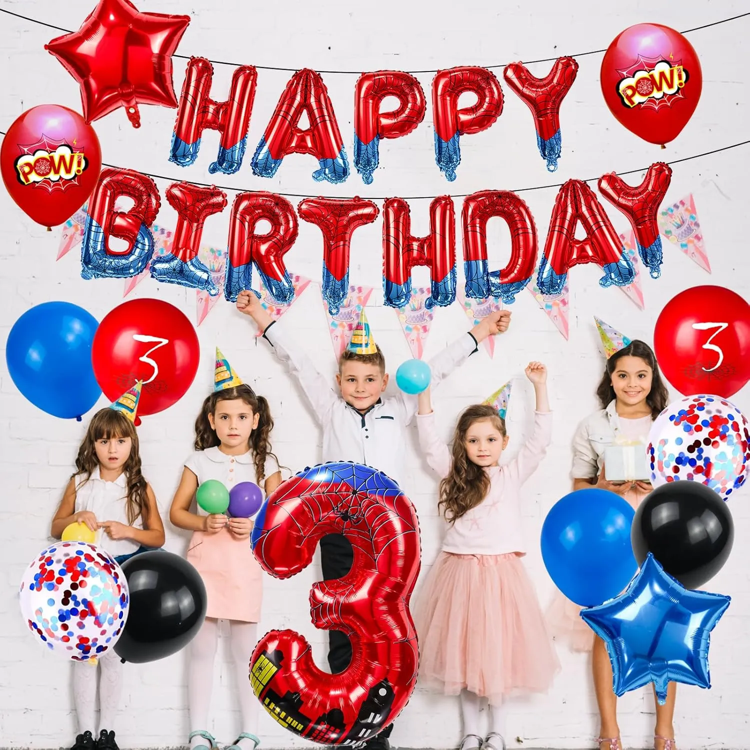 40 Inch Red and Blue Spider Theme Number Foil Birthday Decoration Balloon, Spider Theme Happy Birthday Banner Party Decoration Balloon, Letter Logo Superhero Party Supplies (3) shale weird havoc pack alternatively Cartoon Hero 