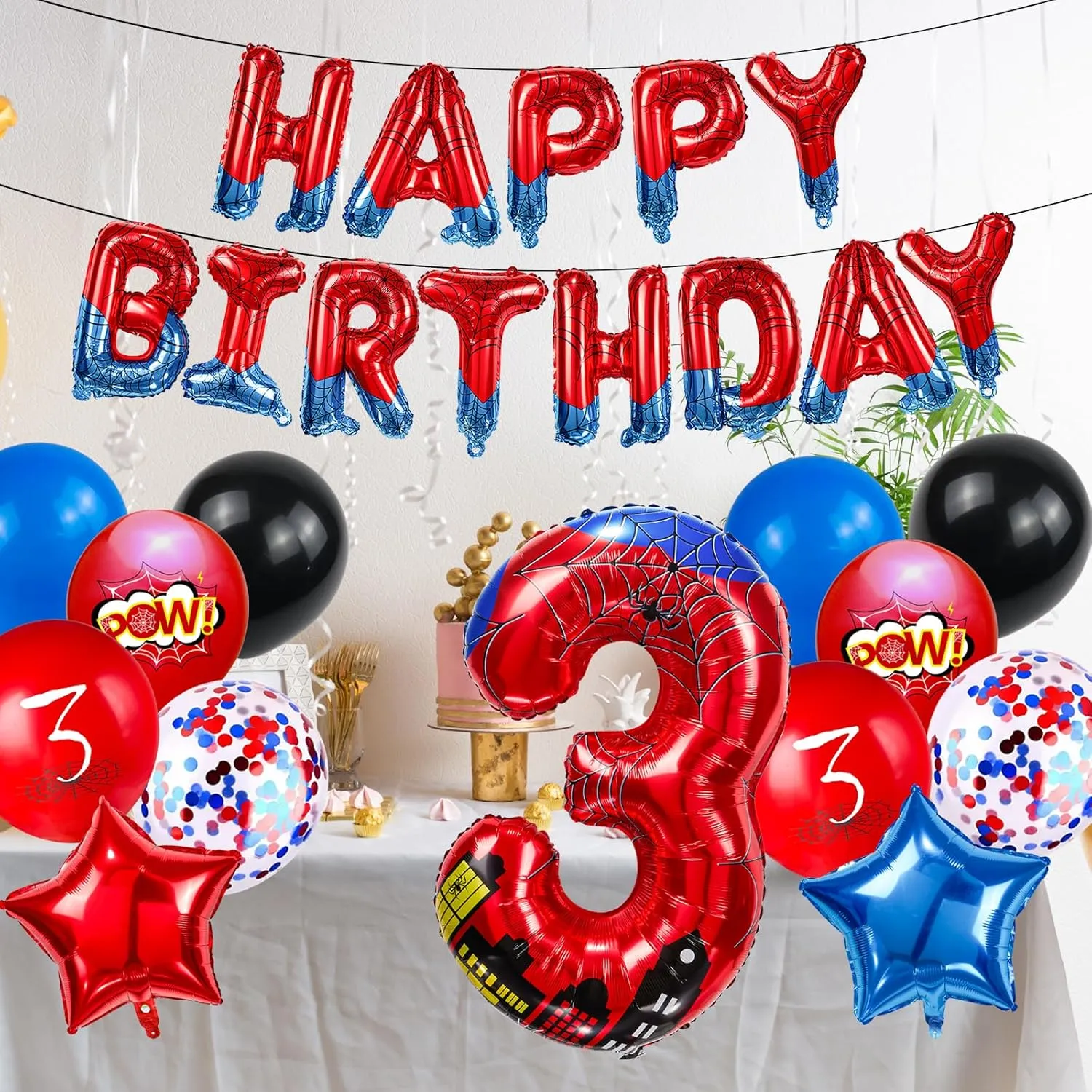 40 Inch Red and Blue Spider Theme Number Foil Birthday Decoration Balloon, Spider Theme Happy Birthday Banner Party Decoration Balloon, Letter Logo Superhero Party Supplies (3) shale weird havoc pack alternatively Cartoon Hero 