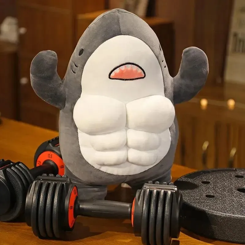 40CM Muscle Shark Plush Doll Cute Worked Out Shark Stuffed Cartoon Toys Strong Animal Pillow For Girl Boyfriend Gifts